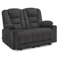M MCombo Elektrisch 2er Sitzer Sofa mit Schlaffunktion, 2er Relaxsofa mit Taste 150° Verstellbar, Kinosessel mit Liegefunktion, USB & Getränkehalter, 7009 (Grau)