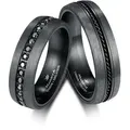 Partnerring MARRYA "Carbon Ringe Trauringe Eheringe Partnerringe" Gr. 58, schwarz (damen ring, schwarz), Fingerringe, Damen, 58, Carbon