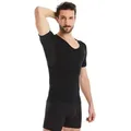 FINN Design Unterhemd Anti-Schweiß Shirt Herren mit V-Ausschnitt und integrierten Achselpads Garantierter Schutz vor Schweißflecken und Schweißgeruch schwarz 4XL