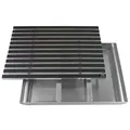 Emco Fußmatte Eingangsmatte DIPLOMAT + Bodenwanne Aluminium, Bürsten Grau, rechteckig, Höhe: 75 mm, Größe: 750x500 mm, für Innen- und Außenbereich grau 75 cm x 50 cm x 75 mm