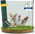 Weidezaun & mobiler Hundezaun 50m - Camping Zaun für Hunde ohne Strom, Begrenzungszaun, Gartenzaun, Hühnerzaun extrem stabil, 90cm hoch (50m)