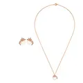 Heideman Set Leora Halskette und Ohrstecker aus Edelstahl rosegold farbend poliert Kette und Ohrringe für Frauen mit Stein und Perle weiss rose vergoldet