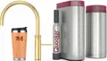 QUOOKER FUSION ROUND Festauslauf 24 Karat Gold COMBI B mit CUBE 2 (22FRGLDCUBE) 100°C Kochendwasserhahn mit Trinkwassersystem *Inklusive Thermobecher