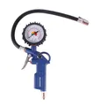WELDINGER Druckluftwerkzeug Druckluft Reifenfüller mit Schlauch Manometer Schrader Druckguss 1/4", handliche Pistolenform, leichtgängiger Schalter