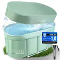 LIVIKING® Eisbad + Faltbare Badewanne Erwachsene [120cm - 2in1 KOMFORT KOMPLETTSET] Eisbaden Tonne, Mobile Badewanne Outdoor & Eistonne