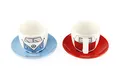 BRISA VW Collection - Volkswagen Keramik Espresso-Tassen-Kaffee-Tee-Cappuccino-Set im T1 Bulli Bus Design (Bus Front/2 Farben/2ER SET/100ml)