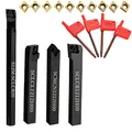 Maizoon CNC-Drehbank-Werkzeughalter, 4 Stück, S12M-SCLCR09 SCLCR1212H09 SCLCL1212H09 SCMCN1212H09 + 10 Hartmetall-Einsätze + 4 Schraubenschlüssel, robuste Drehmaschine Innennut Drehbohrstange DZ07