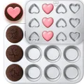 Edelstahl Backform 12er Muffinform Blecher 2er-Set - Klassisch und Herzform