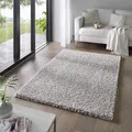 Taracarpet Shaggy Teppich Wohnzimmer Venezia Hochflor Langflor Teppiche modern Grau 090x300 cm