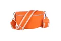 MIRROSI Bauchtasche Damen, Echtleder, Made in Italy, Umhängetasche, Brusttasche, (Schultertasche für jeden Anlass (1 Tasche & 2 Gurte), Crossbody Bag, Orange, gemusterten& verstellbaren Schulterriemen