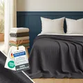 Blumtal Tagesdecke Baumwolle 150x200 cm - Musselin Decke Oeko-TEX zert. - Bettüberwurf 150x200 - Couch Überwurf - leichte Kuscheldecke Baumwolle 100% - Tagesdecke Bett - Decke Baumwolle Anthrazit