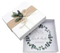 ZauberDeko Geldgeschenk Verpackung Personalisiertes Geschenk Hochzeit Herz Weiß Eukalyptus Blätterkranz Mit Namen