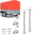 AUTOLIGHT 24 2 x Anhänger Stützen mit Klemmschellen und Schrauben Set Anhängerstützen mit Halterung aus verzinktem Stahl Länge 600mm ⌀48mm