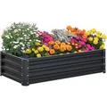 Outsunny Garten-Bett Verzinkter Stahl Grau 120L x 60B x 30,5H cm