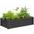 Outsunny Hochbeet Stahl, Pflanzbeet Frühbeet mit Offenem Boden Gartenbeet Blumenkasten Pflanzkasten Gemüsebeet 120x60x30,5 cm für Garten Balkon Terrasse, Pflanzkübel für Blumen, Pflanzen,Obst, Gemüse