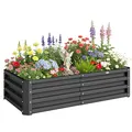 Hochbeet Stahl, Pflanzkasten, Rostfrei Blumenkasten Gemüsebeet mit Offenem Boden