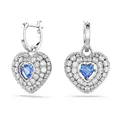 Swarovski Idyllia Ohrhänger, Blaue und Rhodinierte Ohrringe mit Herz-Motiv und Strahlenden Swarovski Kristallen