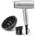 BaByliss Cosmos Leichter Haartrockner mit Diffusor – 2100W Leistungsstarker, Eleganter Föhn, Ionen-Technologie gegen Frizz, 3 Heiz- & 2 Gebläsestufen, Silber, D580DE