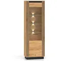 Lomadox Vitrine URBANIA-131 Vitrinenschrank inkl. Beleuchtung 65 cm breit modern Eiche mit schwarz braun