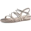 Tamaris Keilsandalette, Riemchensandale, Sommerschuh mit glitzernden Strasssteinchen goldfarben 41 EU