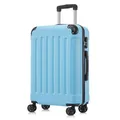 YONSLY Koffer Suitcase L Hellblau, Trolley Reisekoffer, Rollkoffer Handgepäck mit 4 Rollen 360°, Hartschalenreisekoffer, Zahlenschloss, Weicher Gummigriff