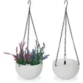 Relaxdays Blumenampel mit Wasserspeicher 2er Set Weiß,Schwarz