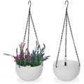 Relaxdays 2Xblumenampel, Weiß, Kunststoff, Metall, 54 cm, Dekoration, Blumen & Zubehör, Übertöpfe
