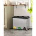 SONGMICS Mülleimer Mülltrennsystem, Abfalleimer, Edelstahl, 45 L - Silber/Weiß/Schwarz