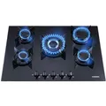 Arebos AR-HE-GH70CM, Schwarz, Integriert, 70 cm, Gaskochfeld, Glas, 5 Zone(n) - Schwarz