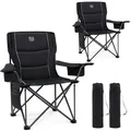 TIMBER RIDGE 2er Campingstuhl Faltbar 200KG Übergroß 63cm Sitzbreit Klappstuhl Camping Bequem Gepolster mit Isolierte Kühltasche Camping Sessel Faltstuhl Gartenstuhl Anglerstuhl