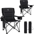 Campingstuhl Faltbar 2er Set XXL 63cm Sitz Breite Tragbar bis 200kg