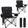 2er Campingstuhl Faltbar 200KG Übergroß 63cm Sitzbreit Klappstuhl Camping Beq...