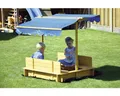 Sandkasten mit Sitzbank dobar 120 x 120 x 120 cm Holz blau viereckig verschließb