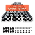 VEVOR 10er Set Aluprofil, 1000 mm T-Nut 2020 Aluminium-Strangpressprofil, eloxierte Linearschiene nach europäischem Standard, Nutenprofil für 3D-Drucker, CNC-Maschine DIY, Lasergravur, Schwarz