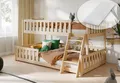 Kids Collective Etagenbett Hochbett Kinderbett 90x200/120x200 cm Rausfallschutz & Lattenrost, Mit zwei Matratzen und Leiter, massives Kiefernholz, Natur