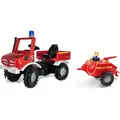 Rolly Toys Fire Unimog Feuerwehr Edition 2020 mit Anhänger Tretauto 3 ü 8 Jahre - Rot