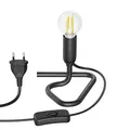 ledscom.de Tischlampe TRIN schwarz mit Stecker und Schalter inkl. E14 LED Lampe, 3-Stufen-dimmbar über Lichtschalter, warmweiß, W, 542lm