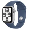 Apple Smartwatch Apple Watch SE 40 mm Aluminium Silber (GPS) Sportarmband S/M grün