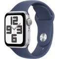 Apple Watch SE 2022 Sportarmband S/M 40 mm Aluminium Smartwatch GPS silber/denim