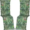 NYVI Relaxliegen Auflagen Piemont 2er Set - 171x46x8 cm Kaktuslandschaft - Extra Starker 8cm Sitzpolster - Gartenmöbel Auflagen mit Halteband & Bindebändern