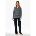 Schiesser Schlafanzug Casual Essentials (2 tlg) Baumwolle, V-Ausschnitt, langärmelig blau 5XL (50)