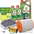 MANN INSPEKTIONSPAKET + 7L 0W-20 CASTROL FÜR AUDI A6 C7 4G A7 3.0 TDI BJ 10 - 18