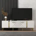 Skye Decor, Detas - White, Gold, TV-Schränke, Weiß, 150 x 48,2 x 35 cm