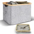 HENNEZ Aufbewahrungskorb 40l kompatibler Korb aus Filz für IKEA KALLAX Regal Box, Korb zur Holz Aufbewahrung klein grau, Braun/Grau