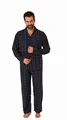NORMANN-Wäschefabrik Herren Langarm Flanell Pyjama Set Schlafanzug zum durchknöpfen - 222 101 15 871, Farbe:schwarz, Größe:56