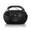 Universum BB 200 - tragbarer CD-Player mit Radio und Kassette - einfache Bedienung für Kinder & Senioren - AUX-IN, UKW Radio, Kopfhöreranschluss - kleine Boombox mit Netz- & Batteriebetrieb - Schwarz