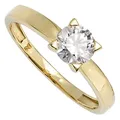 Schmuck Krone Goldring Solitär Ring mit Zirkonia, 333 Gelbgold, Gold 333 goldfarben Innenumfang 58mm ~ Ø18.5mm