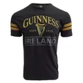 Guinness Schwarz Deep Tan Tape T-Shirt mit Harfe und Irland Text Design | Lässiges stilvolles Baumwolle Tee Shirt Top für Herren (XXL)
