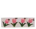 Decoris Tischdeckenbeschwerer Tulpe 6x5x3cm Keramik 4er Set - Tischdeckengewichte für Draußen mit Klammern aus Metall - Gewichte zum Beschweren - Tischdecken Beschwerer mit Clip - Rosa Grün