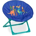 Relaxdays - Moonchair Kinder, Dino, Faltbar, Hxbxt: 47 X 50 X 48 Cm, Kinderstuhl Draußen & Drinnen, Kindersessel, Blau